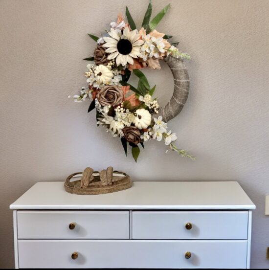 stunning rose and sunflower wreath