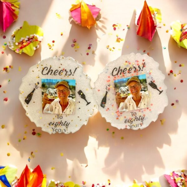 Personalized celebration coasters