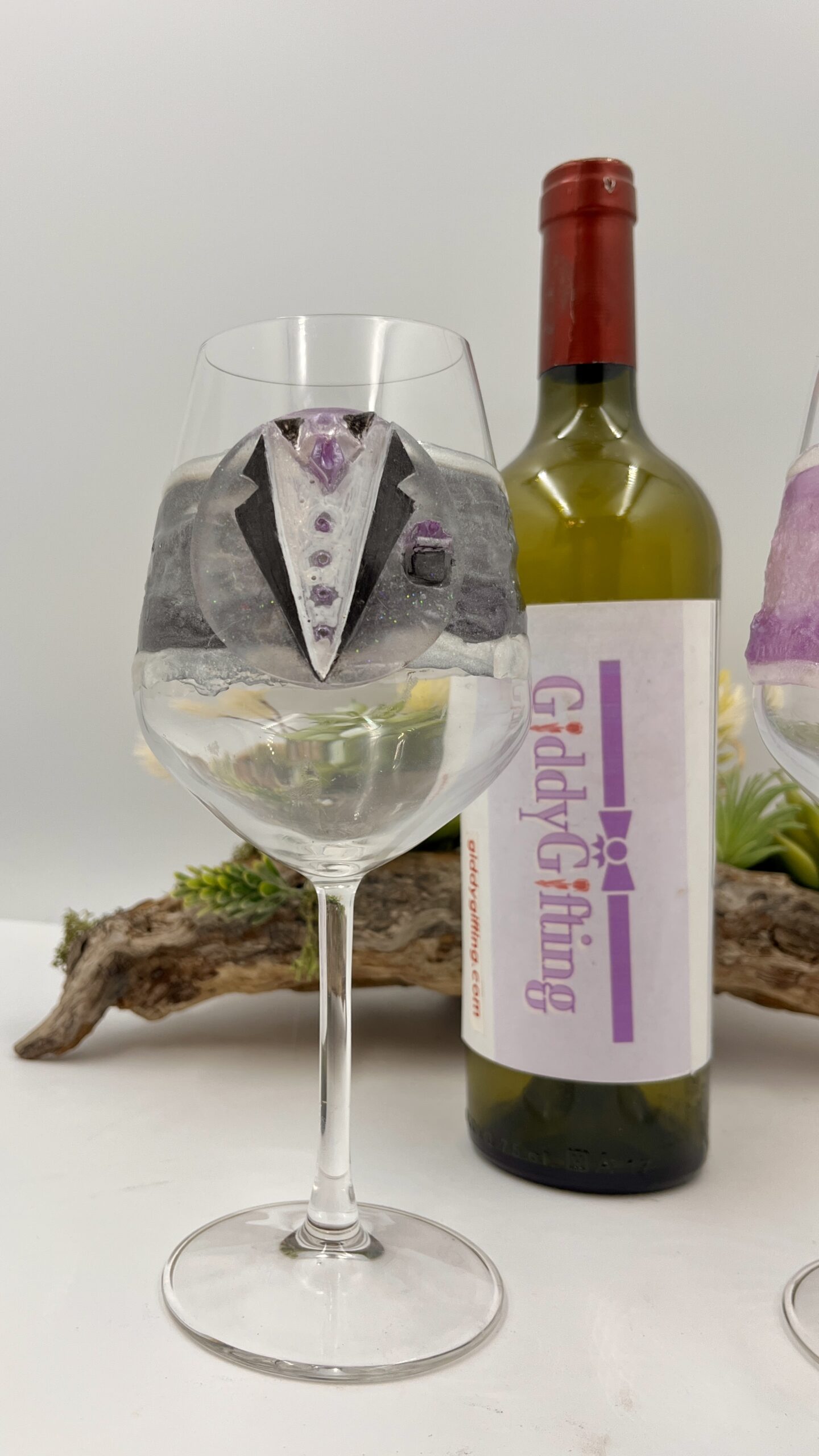 suits and sparkle crystal glass duo