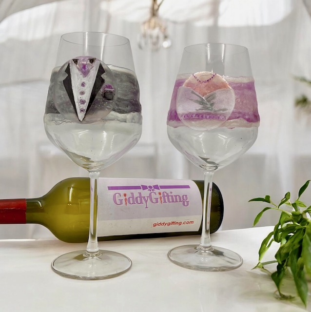 suits and sparkle crystal glass duo