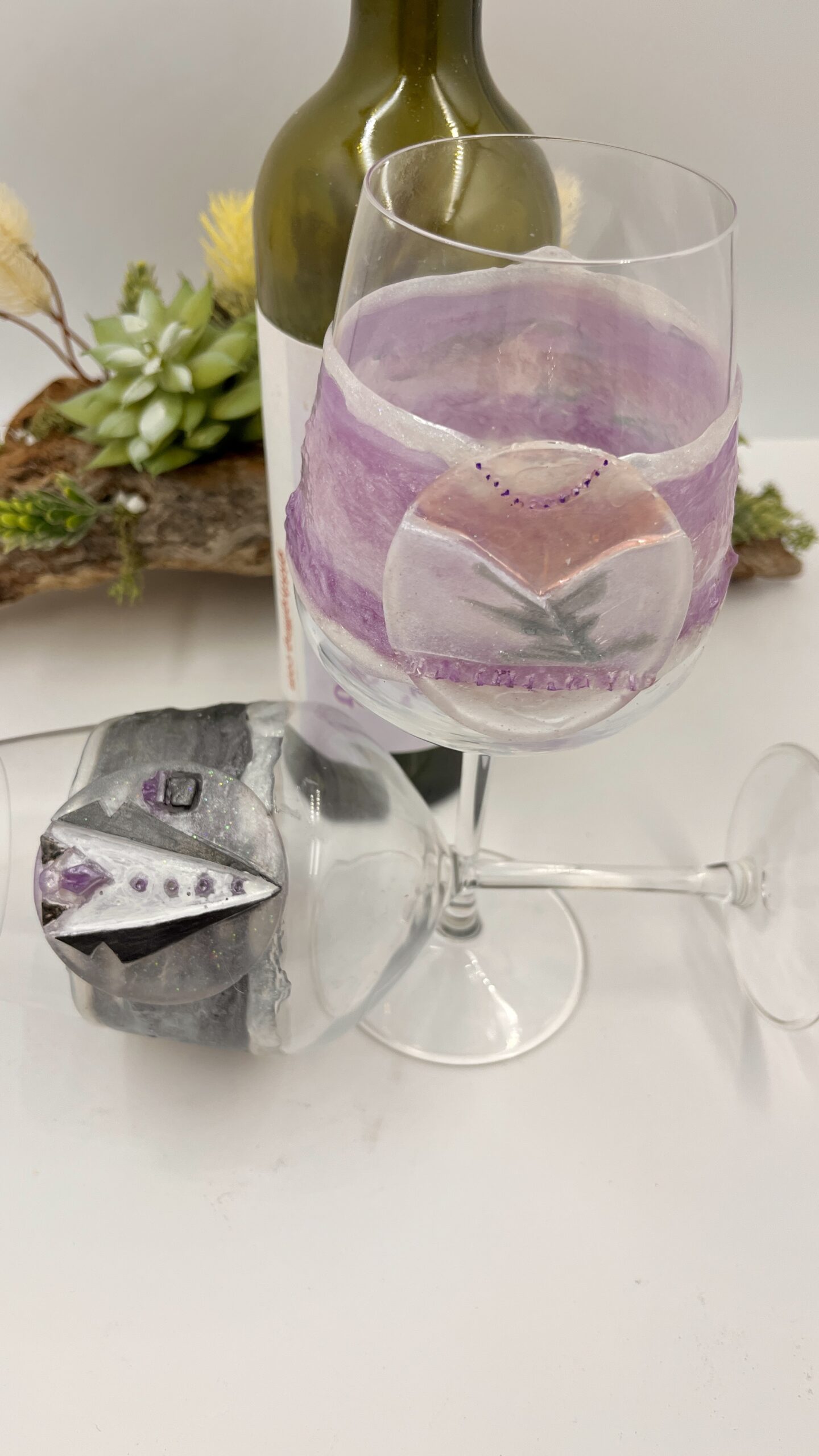 suits and sparkle crystal glass duo