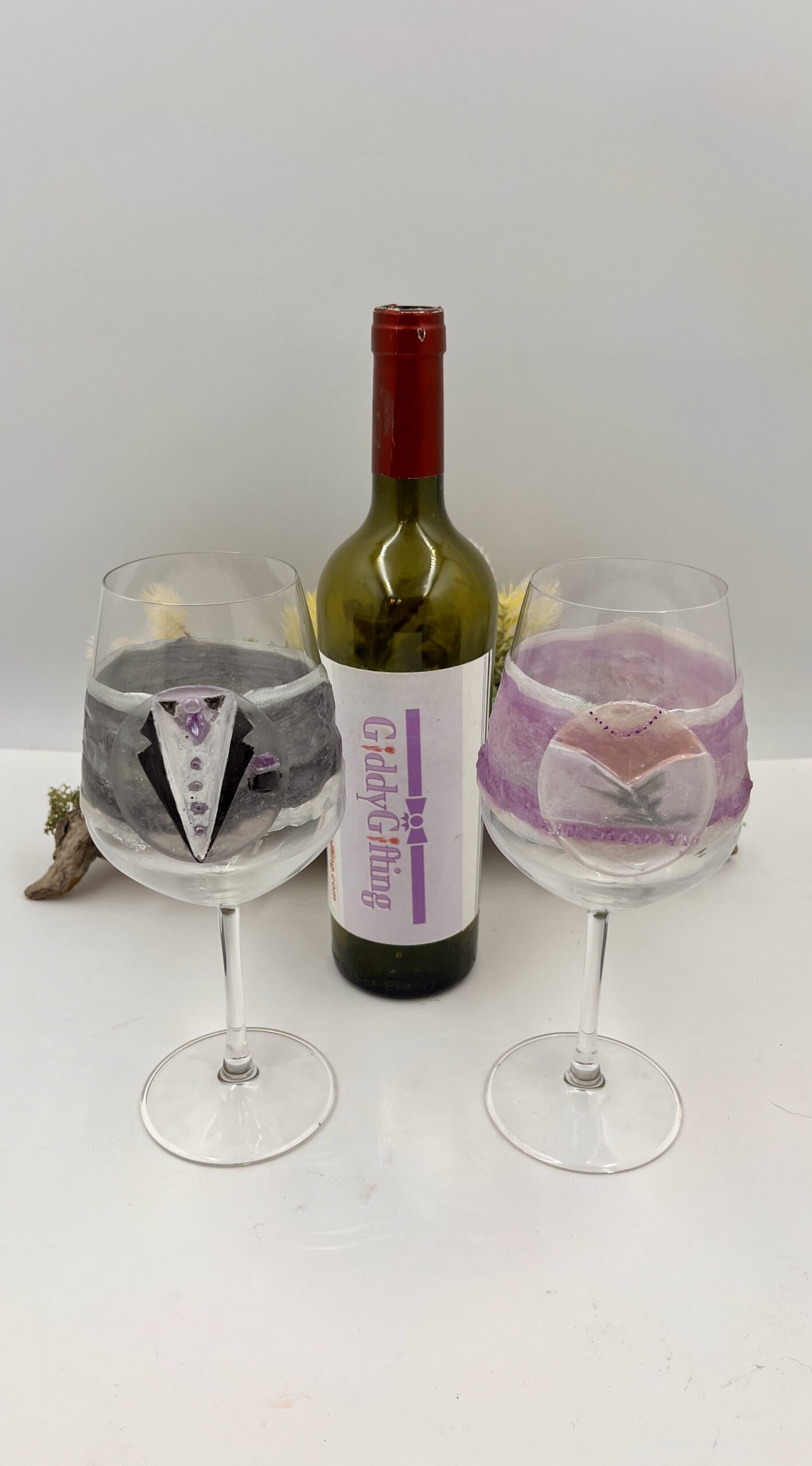 suits and sparkle crystal glass duo