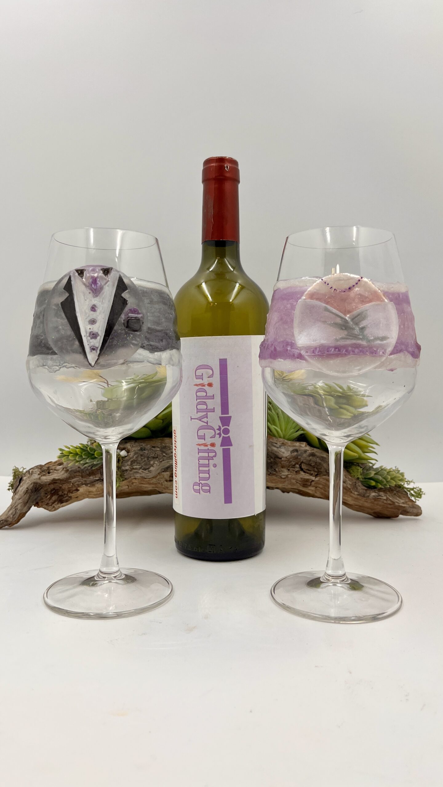 suits and sparkle crystal glass duo