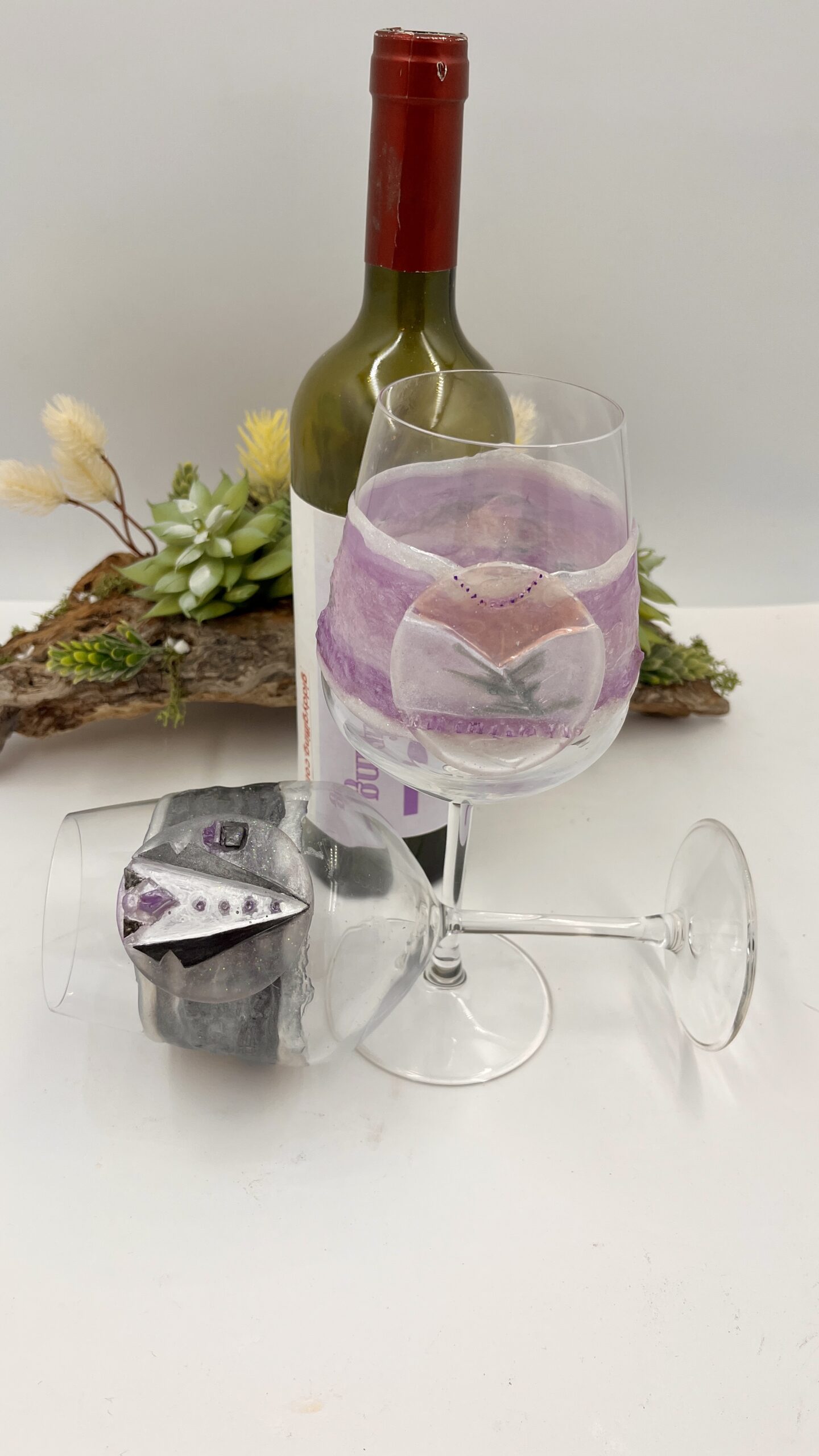 suits and sparkle crystal glass duo