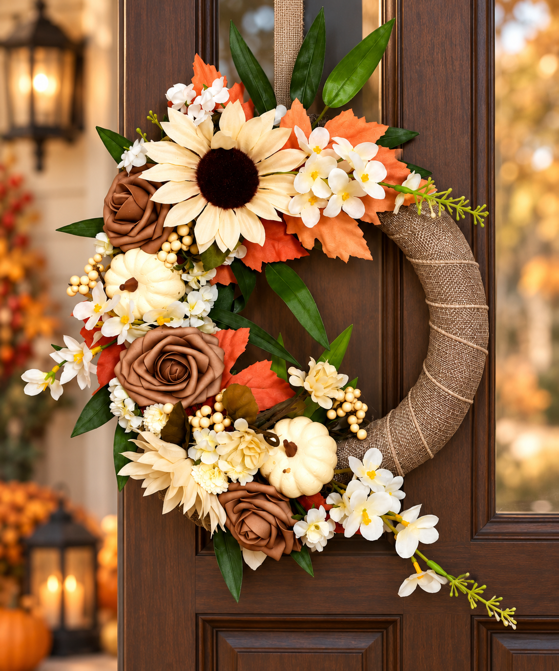 stunning Rose and Sunflower wreath